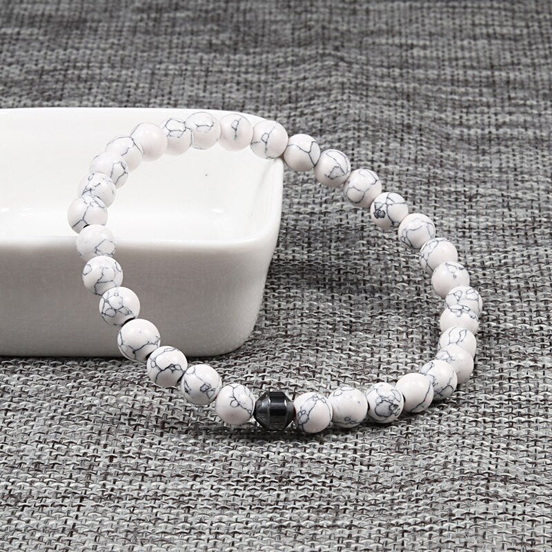 Hematite Cylinder Black Lava Diffuser Beads Bracelet
