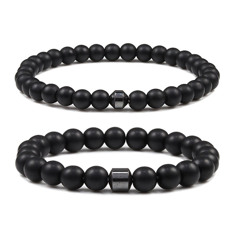 Hematite Cylinder Black Lava Diffuser Beads Bracelet